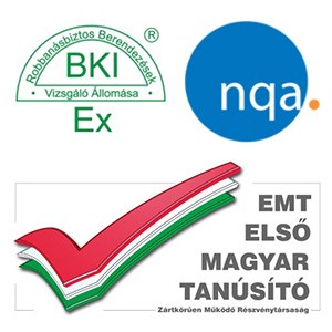 tanúsítványaink BKI Ex Emt NQA - MARTOS Gázérzékelők Kft.